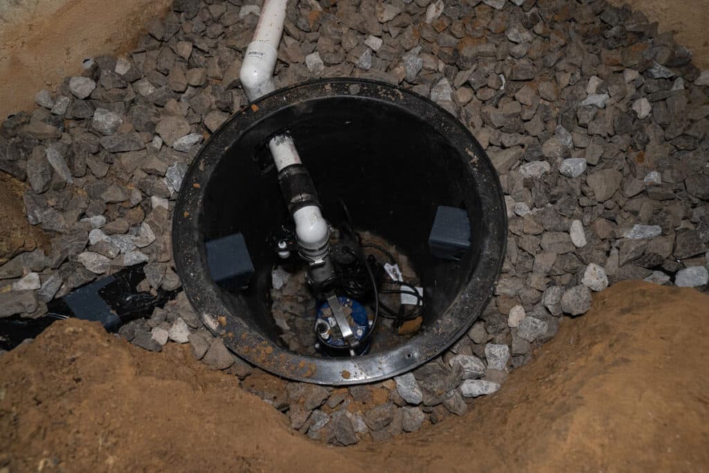 Sump pump installation in crawlspace